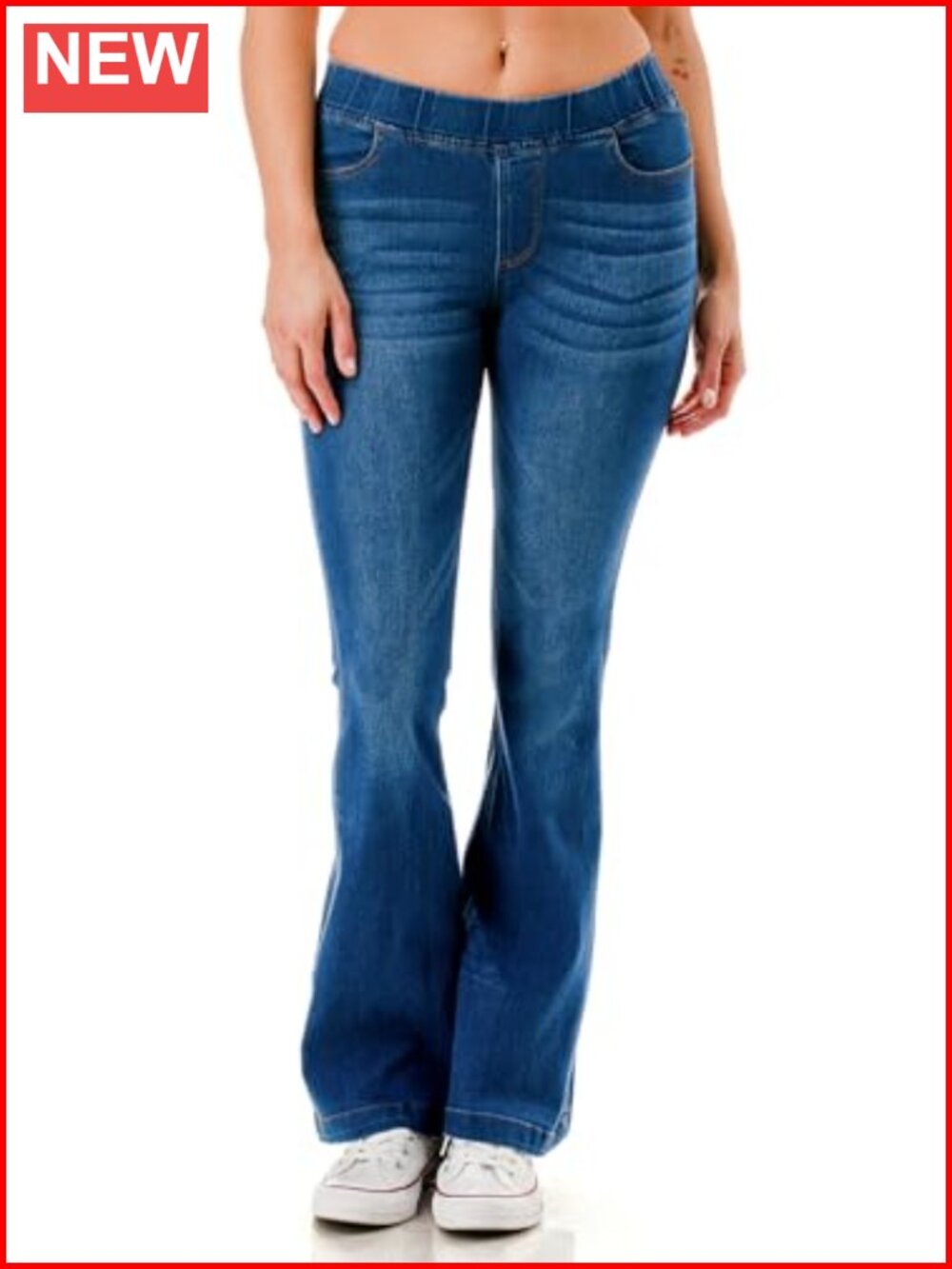 Women's Pull On High Rise Flare Jeans Stretch Denim Bootcut Jeggings